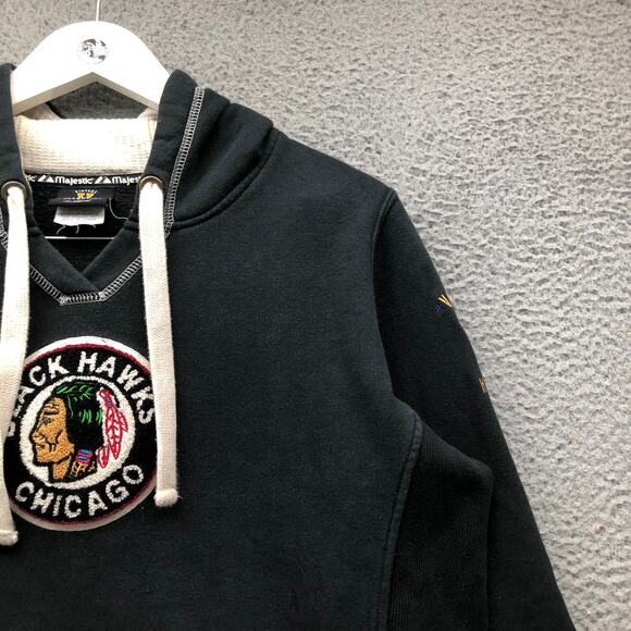 Chicago Black Hawks NHL Vintage Sweatshirt Hoodie Women's XL Embroidered Black - Picture 6 of 9